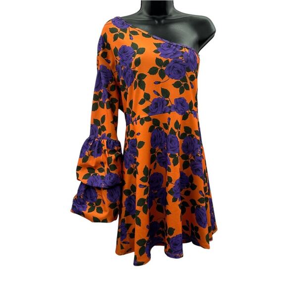 ASOS One Shoulder Mini Skater Dress with Double Bubble Sleeve Size 8 - Picture 3 of 12
